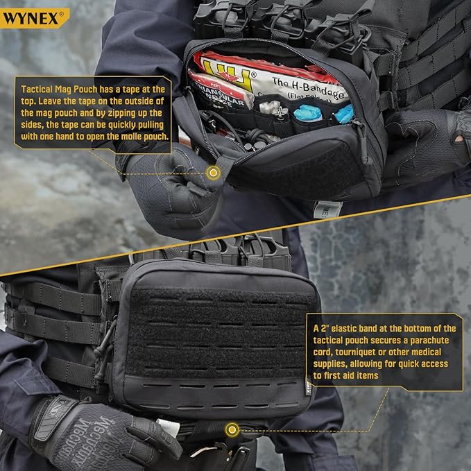 WYNEX Tactical Chest Rig Pack for Men Running Chest Bag with Front Loop Airsoft WYNEX Tactical Mag Pouch Molle Admin Pouch of Laser Cut