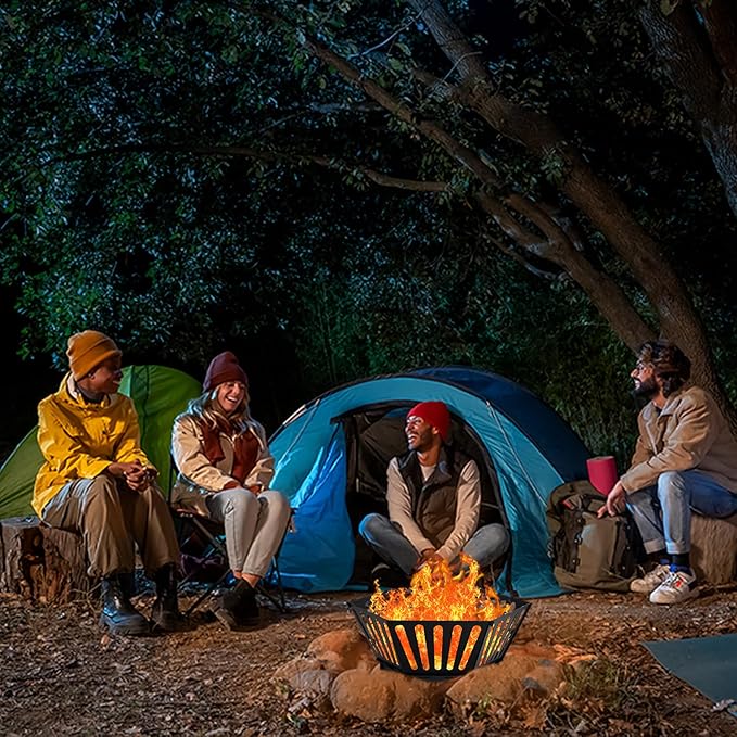 22.5 inch Portable Fire Pit Outdoor Plug Fire Pit with Storage Bag Suitable for Camping Picnic Backyard Garden Bonfires and Outdoor Wood Burning