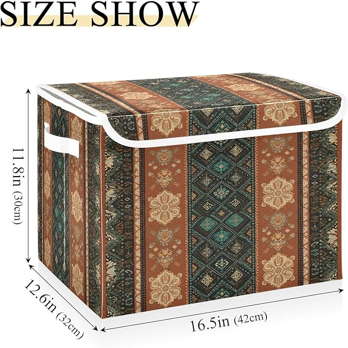 senya Baskets Collapsible Storage Bins with Lids Boho Stripes B Storage Boxes Clothes Baskets for Organizing