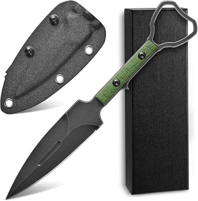 C1345 Fixed Blade Knife K110 Steel Blade G10 Handle EDC Tool Knifes for Outdoor Camping Survival Hiking Hunting(Green)