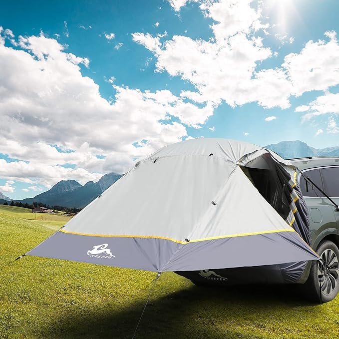 SUV Tent Car Awning UPF 50++ with Portable Waterproof Storage Bag Tear-Resistant Large Space Good Vision Smooth Ventilation Suitable for Outdoor Beach Camping Auto Canopy Shade…