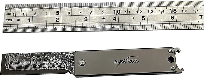 ALBATROSS Premium EDC Pocket Knife - Compact Folding Tactical Knife with Damascus Steel Blade Titanium Handle &amp Bottle Opener - Everyday Carry Camping Survival Knife - Mothers Day Fathers Day Gif