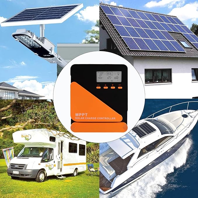 SolaMr 40A 100V MPPT Solar Charge Controller 12V/24V LCD Screen Solar Panel Controller with Dual USB Port for Gel Sealed Flooded and Lithium LiFePO4 (GM40A)