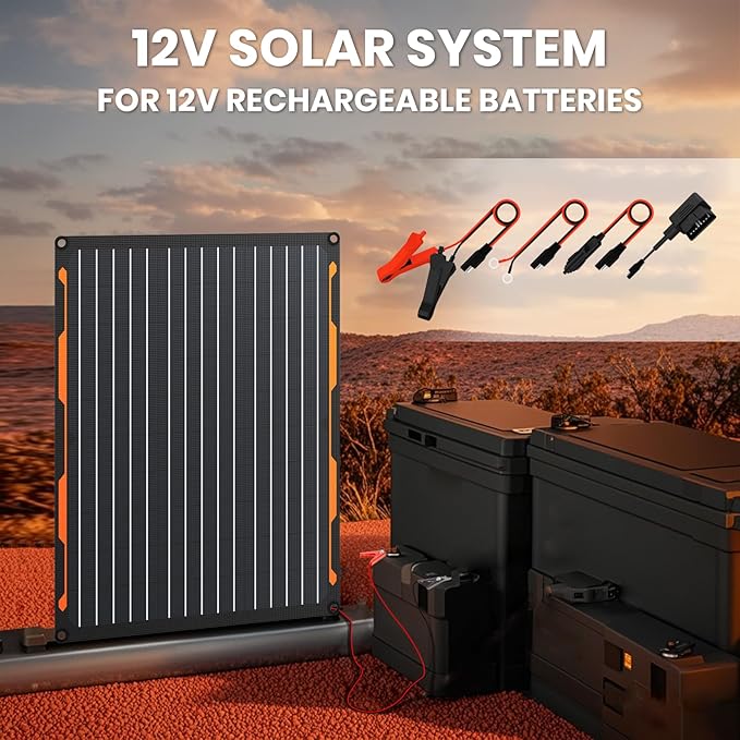 FlexSolar 20W 12V Solar Panel Charger Kit with Built-in Charge Controller - Portable Waterproof Solar Trickle Charger Battery Maintainer Cig Plug &amp Alligator Clips for Car Boat RV Tractor