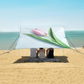 ALAZA Beautiful Blooming Tulip Leaf Beach Tent Sun Shelter Portable Canopy Sunshade for Outdoor Camping Picnics Backyard Fun 10x9 ft