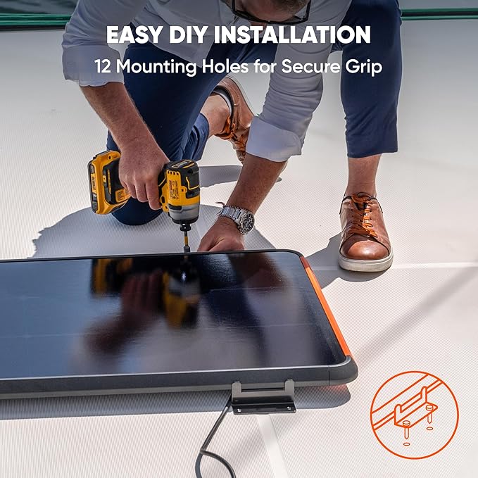 Jackery SolarSaga 100 Prime Bifacial DIY Solar Panel 100W Portable Solar Charger Featuring 25% Conversion Efficiency IP68 Waterproof Solar Generator - Vans Roofs Balconies RV Off-Grid Cabins.