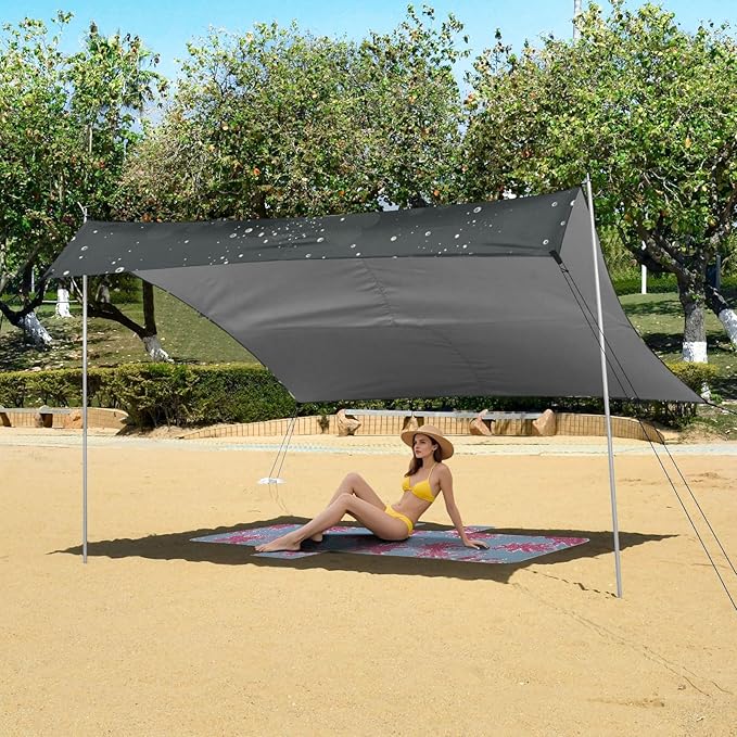 ALAZA Turtle Moon Water Beach Tent Sun Shelter Portable Canopy Sunshade for Outdoor Camping Picnics Backyard Fun 10x9 ft
