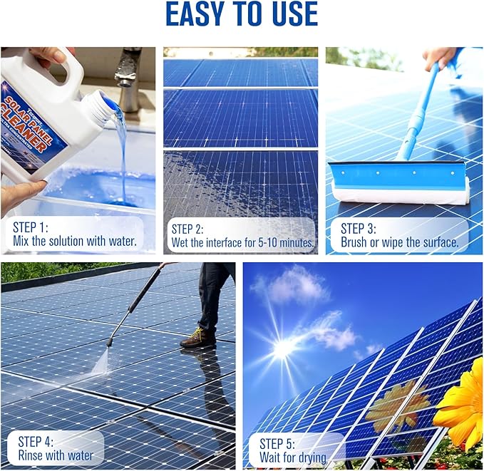 Teexpert Solar Panel Cleaner (32oz Makes 150 Gallons) Ultra Concentrated Glass &amp Solar Panel Cleaning Pro Streak-Free Ultra Quick Dry Remove Dirt Dust Droppings Oils Fingerprints &amp Water