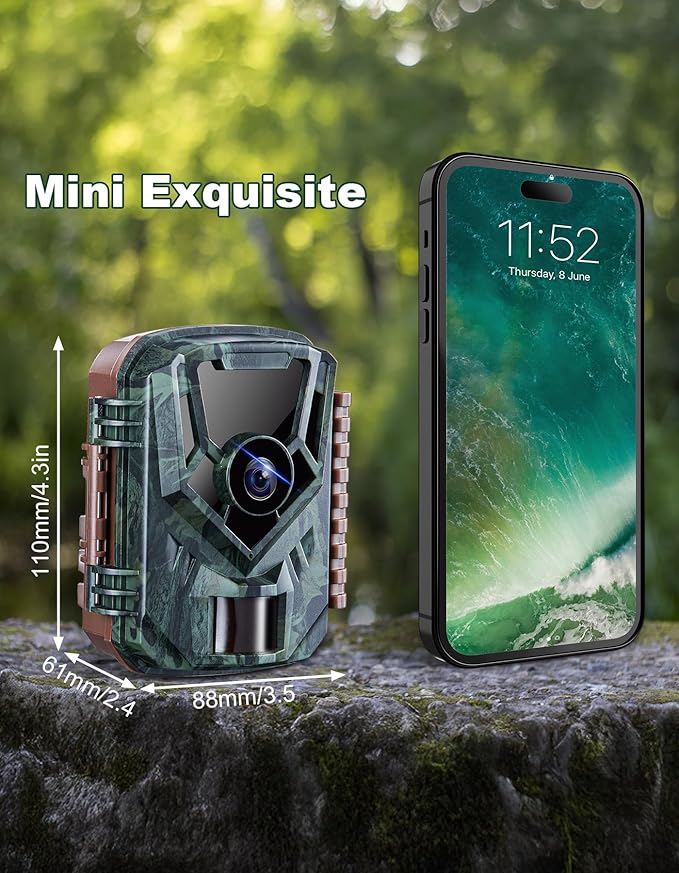 KJK Trail Camera 36MP 2.7K Mini Game Camera with Night Vision 0.1s Trigger Time Motion Activated 130°Wide-Angle Waterproof Trail Cam with 2.0” HD TFT Screen Hunting Camera for Wildlife Monitoring