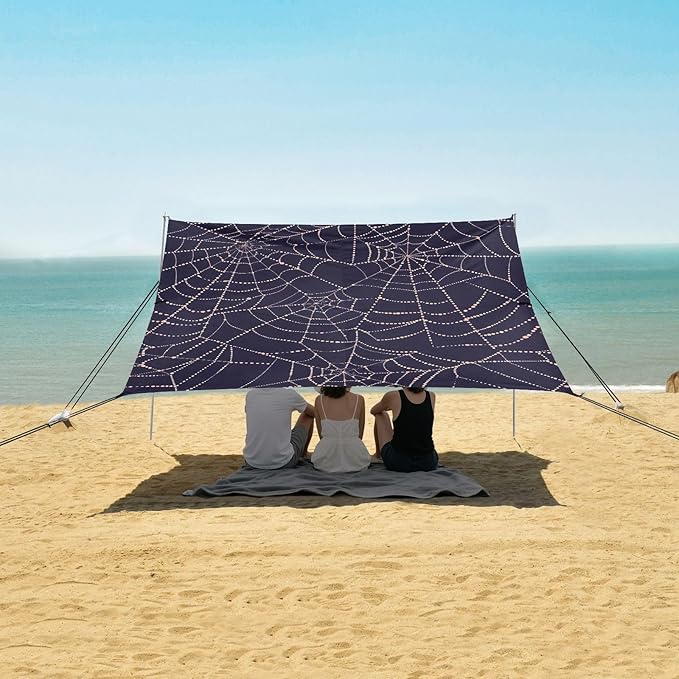 ALAZA Pearl Spider Web Pattern Beach Tent Sun Shelter Portable Canopy Sunshade for Outdoor Camping Picnics Backyard Fun 10x9 ft