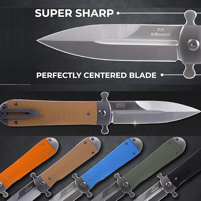 Ganzo Firebird Adimanti Samson-GR Folding Pocket Knife Razor Sharp D2 Steel Blade Ergonomic G10 Anti-Slip Handle with Clip Hunting Fishing Camping Gear Outdoor Flipper EDC Pocket Knife (Green)