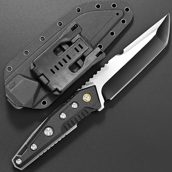 Gtkii GTK35 Fixed Blade Knife DC53 Steel Tanto Blade Full Tang Nylon Fiberglass Handle Compact EDC Fix Knifes for Outdoor Camping Adventure Survival