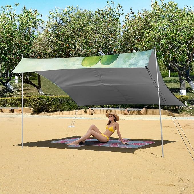 ALAZA Saint Patricks Day Green Clover Leaves Beach Tent Sun Shelter Portable Canopy Sunshade for Outdoor Camping Picnics Backyard Fun 10x9 ft