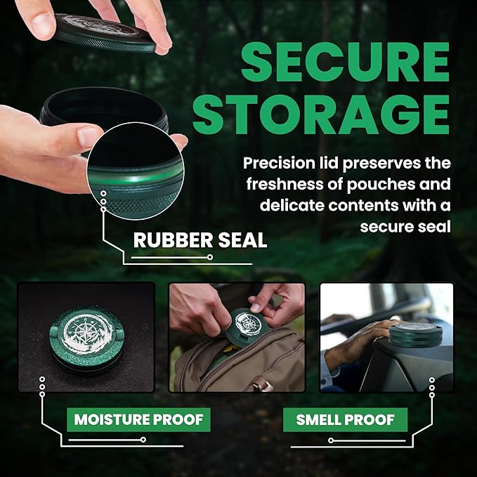 Premium Aluminum Organizer with Dual Compartment Design | Moisture Proof with Secure Seal Compact and Pocket-Friendly modern design | Pouch Container for storage with Pouch Tin
