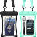 CACOE [Floatable Floating Universal IPX8 Waterproof Phone case 2 Pack-Up to 10.0Adjustable Lanyard Phone PouchCellphone Dry Bags for Vacation Beach Pool Kayak Cruise Travel Essentials（Black+Green）