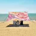 ALAZA Rose Flower Watercolor Beach Tent Sun Shelter UPF50+ Protection Beach Shade Canopy w/ 4 Sandbags for Outdoor Camping Fishing Backyard Fun Picnic 10x9 ft