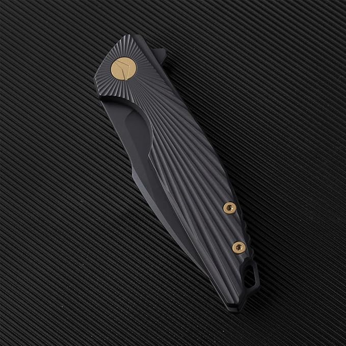 Folding Knife Pocket Knife EDC Knife with Clip Survival Knife Hunting Knife - M390 Steel Titanium Handle - Outdoor Hunting Survival Camping Knife with Sheath (Black)