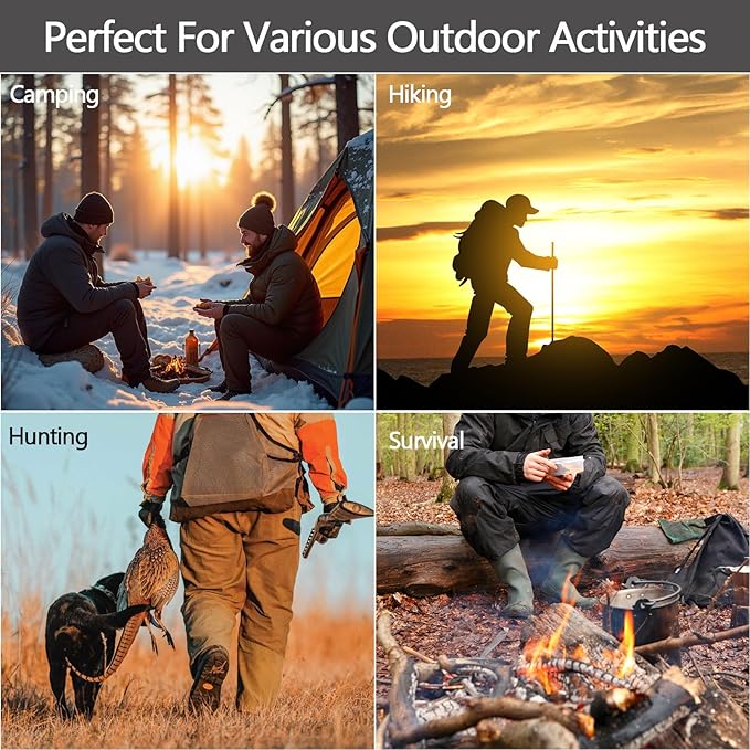 HX OUTDOORS Extra Sharp Bushcraft Knife with Fire Starter Premium D2 Steel Fixed Blade Survival Camping Knife with Ferro Rod Plastic Sheath for Outdoor Hiking Backpacking (Black)