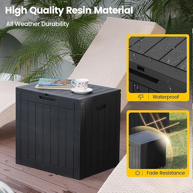 Zapdos 31 Gallon Outdoor Storage Box Deck Box for Indoor and Outdoor Use Waterproof Resin Storage Bin for Package Delivery Patio Cushions Gardening Tools Lockable UV Resistant Black