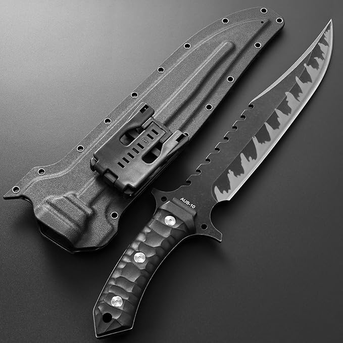 Gtkii GTK41 Fixed Blade Knife AUS-10 Steel Blade Full Tang Nylon Fiberglass Handle Cool Style Fix Knifes for Outdoor Camping Hunting Collection