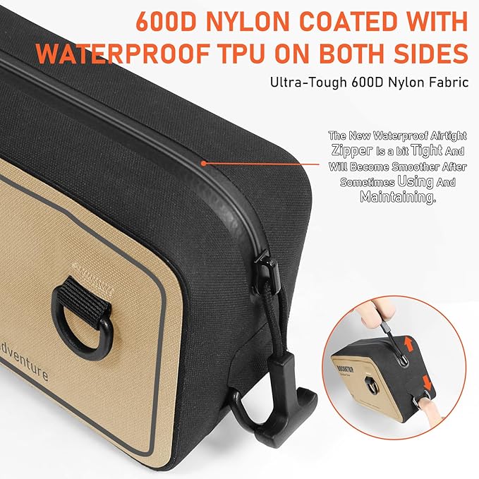 ROCONTRIP 100% Waterproof Dry Bag Dry Waist Pack with Airtight Zipper Adjustable Strap Sling Bag Lightweight Crossbody Dry Bag for Kayaking Snorkelling and Swimming (Khaki)