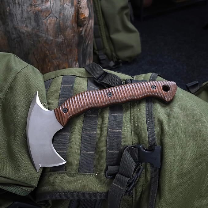 AncientSmithy Tactical Tomahawk Axe Full Tang 11.22 Compact Survival Axes for Throwing with Sheath Handmade Bushcraft Hatchet for Camping &amp Wood Chopping