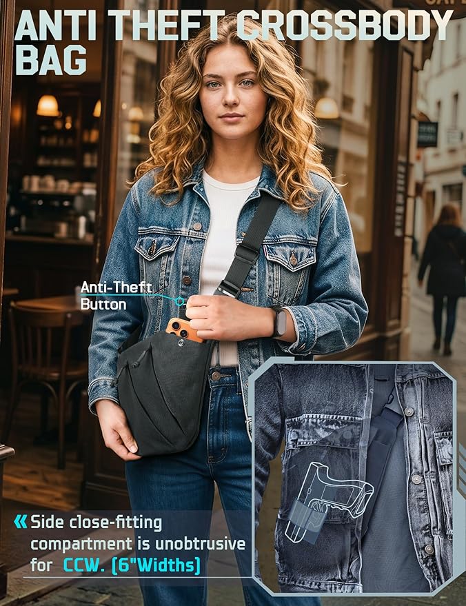 WYNEX Tactical Crossbody Sling BagConcealed Carry Bag for Men WomenAnti Theft Crossbody Bags CCW Bags EDC Carry