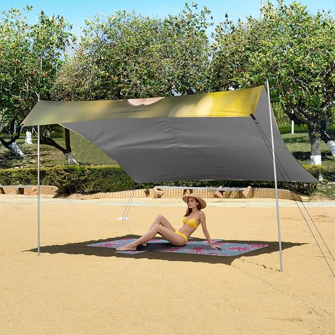 Golden Retriever Beach Tent Sun Shelter Set UPF50+ UV Protection 10.5 x 9.19 FT Camping Shade Canopy with Sandbags Sand Anchors Carrying Bag and Others