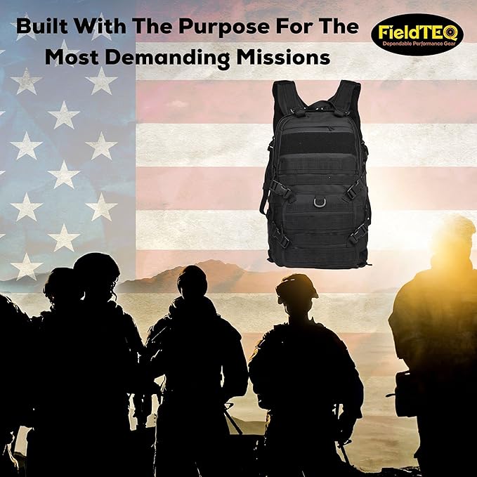 Tactical Backpack - Military Survival Patrol Bag - 40L Bug Out Bag - Molle webbing - for Camping Hunting Hiking Trekking &amp other Outdoor Adventures - Black