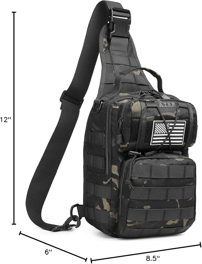 ATBP Tactical Crossbody Bag Holster Shoulder Backpack 6 Elastic Slots Water Bottle Holder Carrier Accessories Pouch 15L