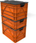 SIDIO Crate Pro Pack - 2 Full-Size &amp 1 Half-Size Heavy Duty Stackable Storage Bins Totes and Containers with Lids and Dividers - Durable Plastic Organizer for Home Office Garage and Outdoor Us