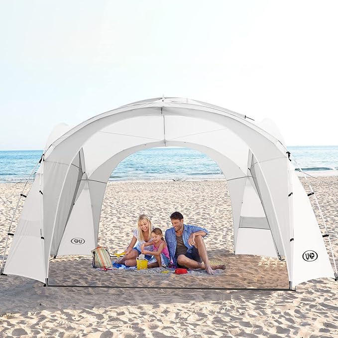 UNP Easy Beach Tent Pop Up Canopy UPF50+ Tent with Side Wall Ground Pegs and Stability Poles Sun Shelter Rainproof Waterproof for Camping Trips Backyard Fun Party Or Picnics