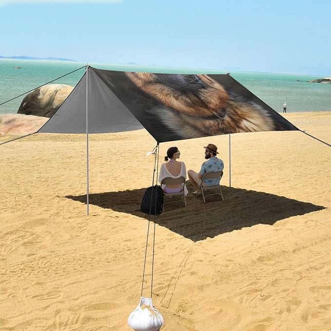 ALAZA German Shepherd Dog Art Beach Tent Sun Shelter Portable Canopy Sunshade for Outdoor Camping Picnics Backyard Fun 10x9 ft