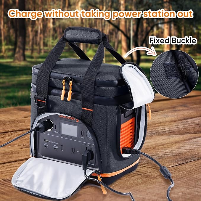 Double-Layer Travel Carrying Case for Jackery Explorer 300/240/160 – Portable Power Station Storage Bag with Molded Bottom Side Ventilation Front Pockets for Jackery Accessories &amp Solar Generato