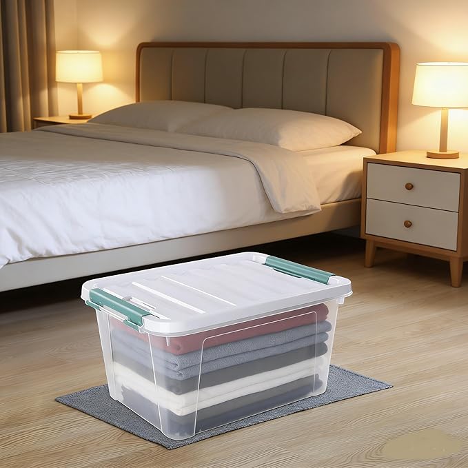 Xyskin 35 Quart Clear Large Storage Box Plastic Storage Bins Set of 6