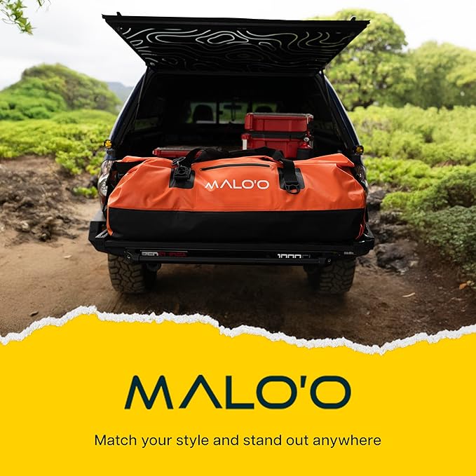 Malo’o Waterproof Dry Duffel Heavy-Duty Roll Top Waterproof Gear Bag with Shoulder Strap &amp Molle Loops Marine Duffel for Kayaking Boating Camping Beach &amp Travel Orange 100L