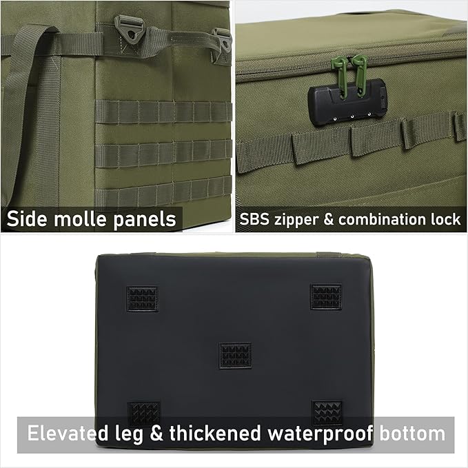 Tactical Sling Backpack and 38L Camping Storage Bag with Combination Lock