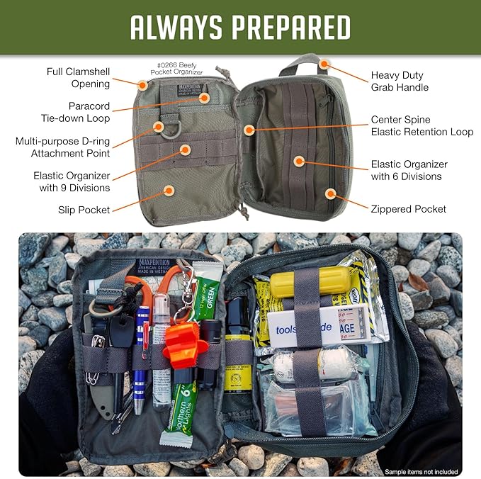 MAXPEDITION Beefy Pocket Organizer Compact MOLLE-Compatible 1000D Nylon Tactical Pouch Everyday Carry Tool and Gear Storage for Outdoor Tactical Survival 0266