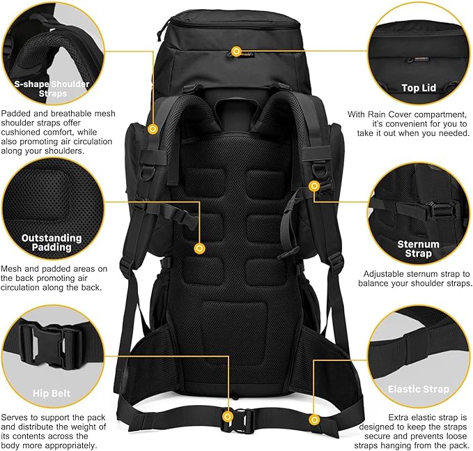 Mardingtop 60L Military Internal Frame Backpack for HikingCampingHuntingRucksack Backpack with Rain Cover