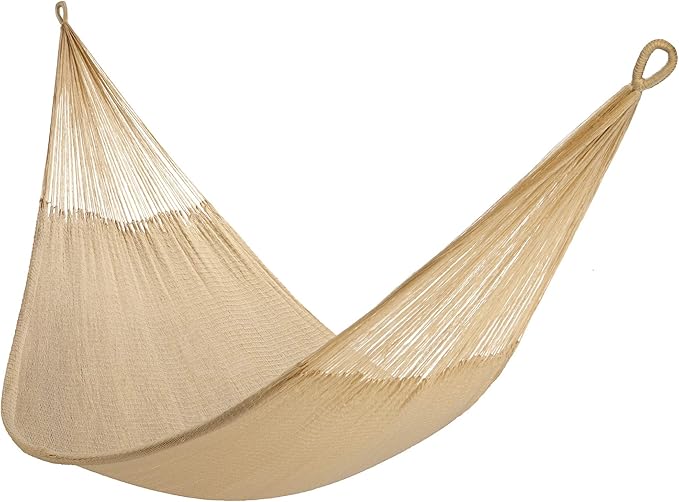 Handwoven Hammock by Yellow Leaf Hammocks - Double Size Fits 1-2 PPL 400lb max - Weathersafe Super Strong Easy to Hang Ultra Soft Artisan Made - Color: Natural Khaki