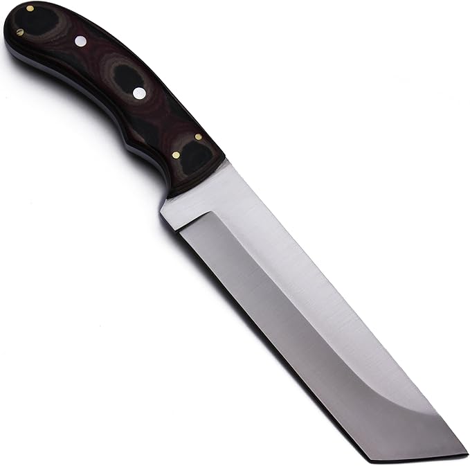 GCS Handmade MicartaHandle D2 Tool Steel Tactical Hunting Knife with leather sheath Full tang blade designed for Hunting &amp EDC GCS 24