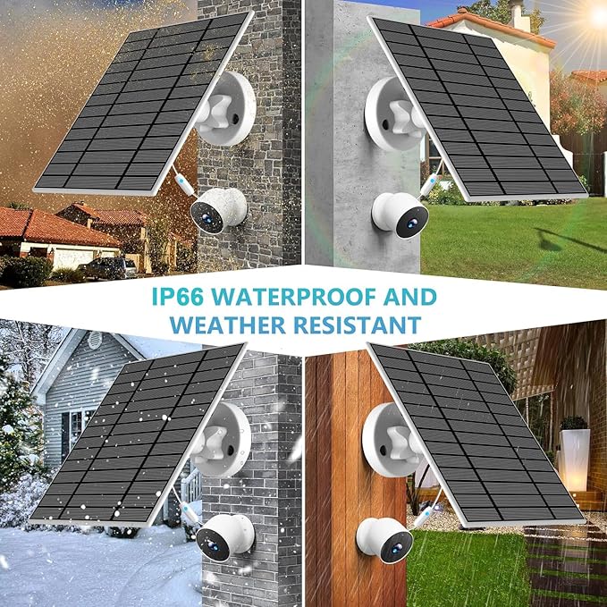 2pack Upgraded with Charging Alert Breathing Light. 6w Solar Panel Compatible with Google Nest Camera Outdoor &amp Indoor &amp 2nd Generation (Battery Version) Cameras Easy Install IP66 4m Cable
