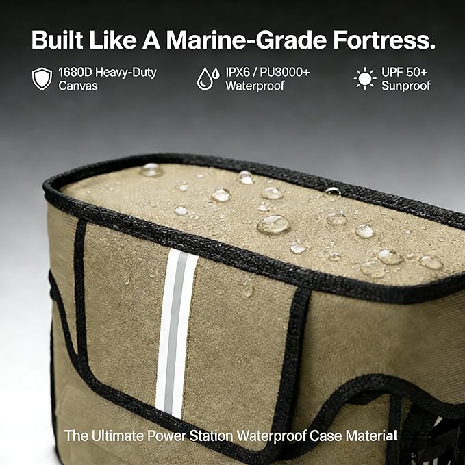 Power Station Waterproof Case Compatible with EF ECOFLOW DELTA 2 MAX Portable Case Crafted from 1680D Heavy-Duty Marine Canvas Roll-Up Side Vent Design