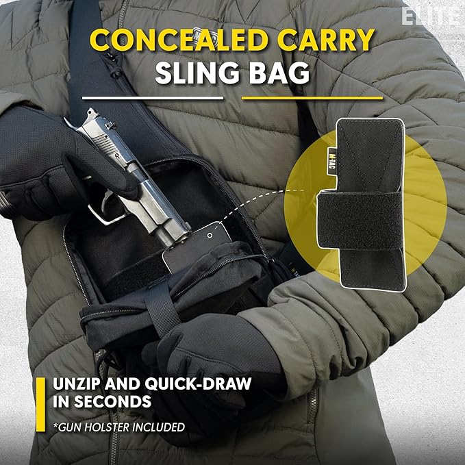M-Tac CCW Sling Bag for Men &amp Women - EDC Shoulder Bag Tactical - Crossbody Concealed Carry Bag - Mens Chest Pack