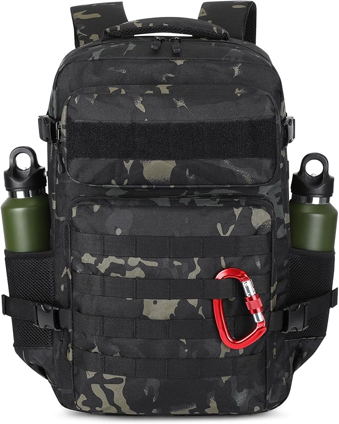 HUNTVP Tactical Backpack for Men 30L Military Backpack MOLLE Assault Pack Army Daypack Hunting Rucksack for Hiking Travel Work with Bottle HolderCamo