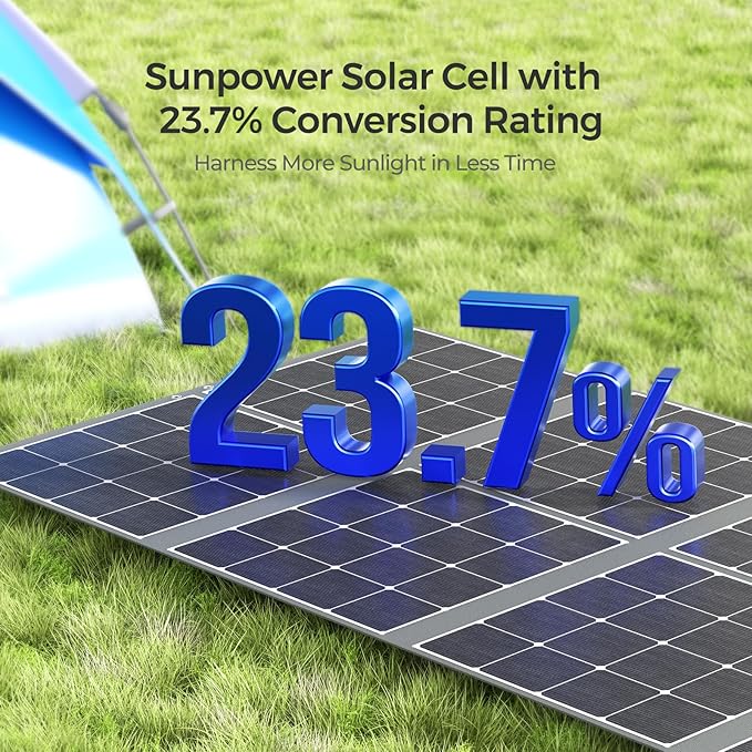 Renogy 400W Portable Solar Panel Foldable Monocrystalline Solar Blanket Huge Power Solar Panel Sunpower Solar Cells 23.7% High Efficiency for Power Station Outdoor Camping RV Solar Generator