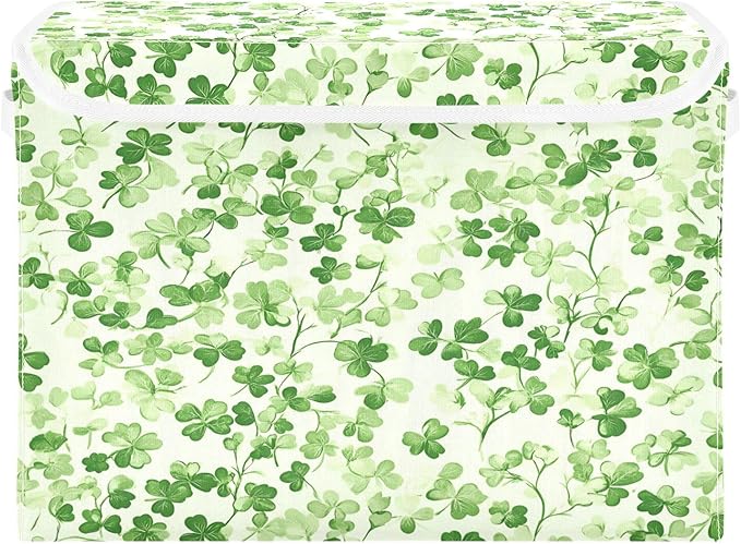 Fresh Clover Fabric Storage Bins with Lids and HandleFoldable Storage Bins with LidsCloset Organizers for Clothes Storage Room Organization Office Storage Chest Organizer