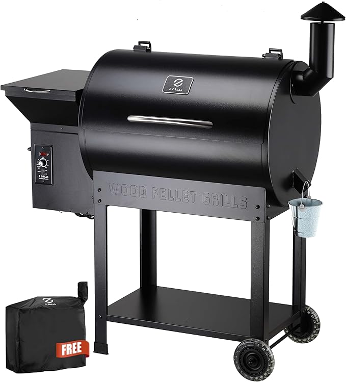Z GRILLS 2026 Upgrade 8-in-1 BBQ Pellet Grill &amp Smoker 697 sq in Cooking Area PID Auto Temperature Control 28 lbs Hopper Capacity Outdoor Grill Black (Grill Cover Included)