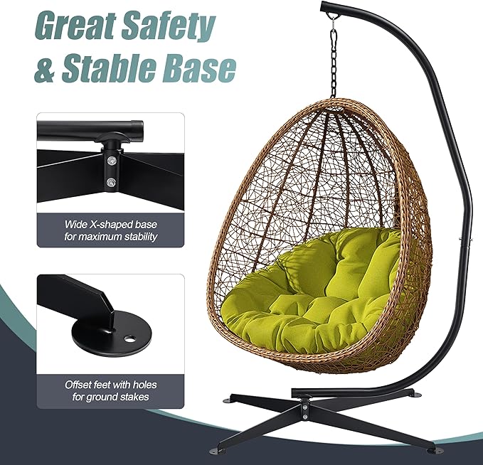 Sorbus Hammock Chair Stand Hanging Chair Stand- Steel Sensory Swing Stand- Weather &amp Rust Resistant C Stand- Adjustable Portable Stand 330lbs for Tree Lounger Air Porch Indoor/Outdoor Patio