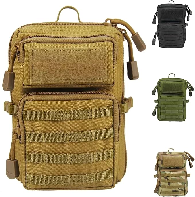 MOLLE Utility Pouch Everyday Carry Tool &amp Phone Waist Pack with Hook Loop Panel Compact Outdoor Medical Organizer